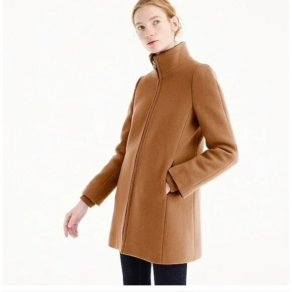 J Crew NWT Coat Jacket Tan Brown Italian Wool Stadium Cloth NELLO GORI - Picture 3 of 5